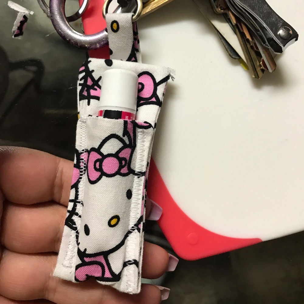 Hello kitty keychain chapstick holder